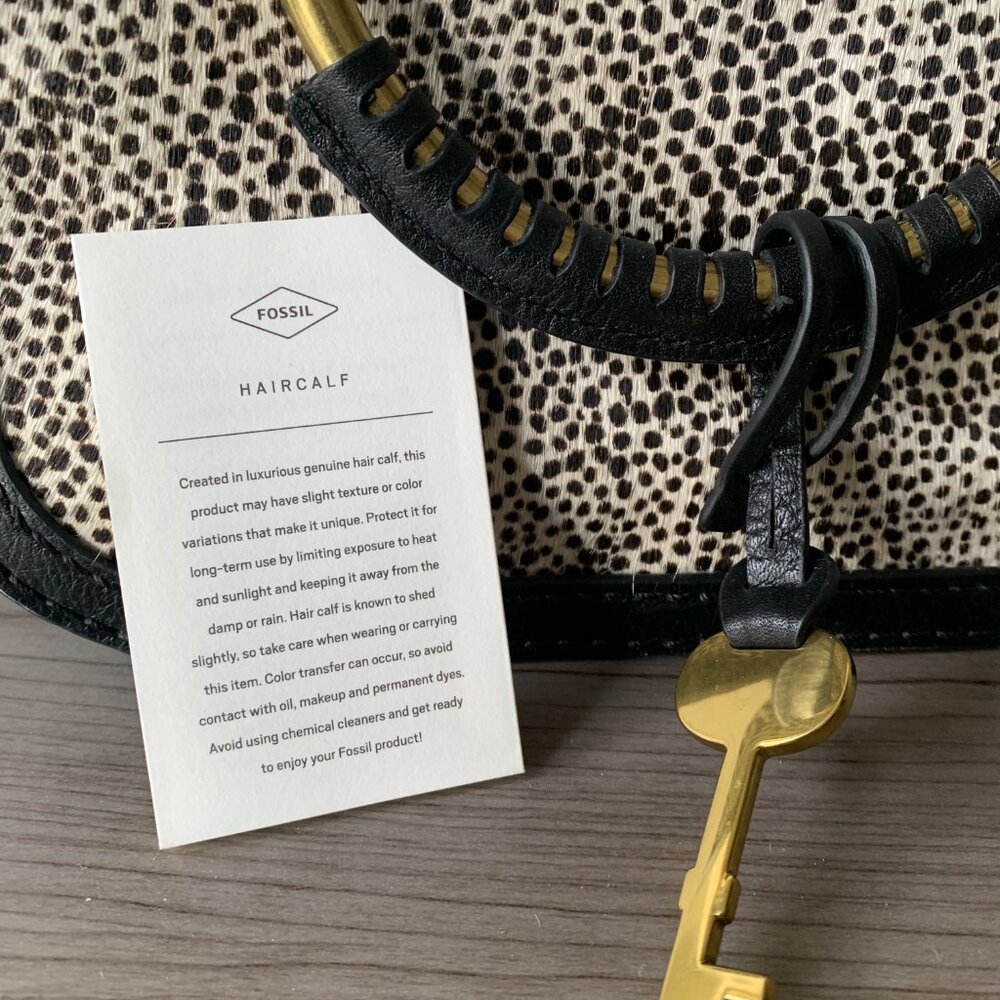Nwot Fossil Ryder Mini Satchel Leather Calf Hair … - image 2